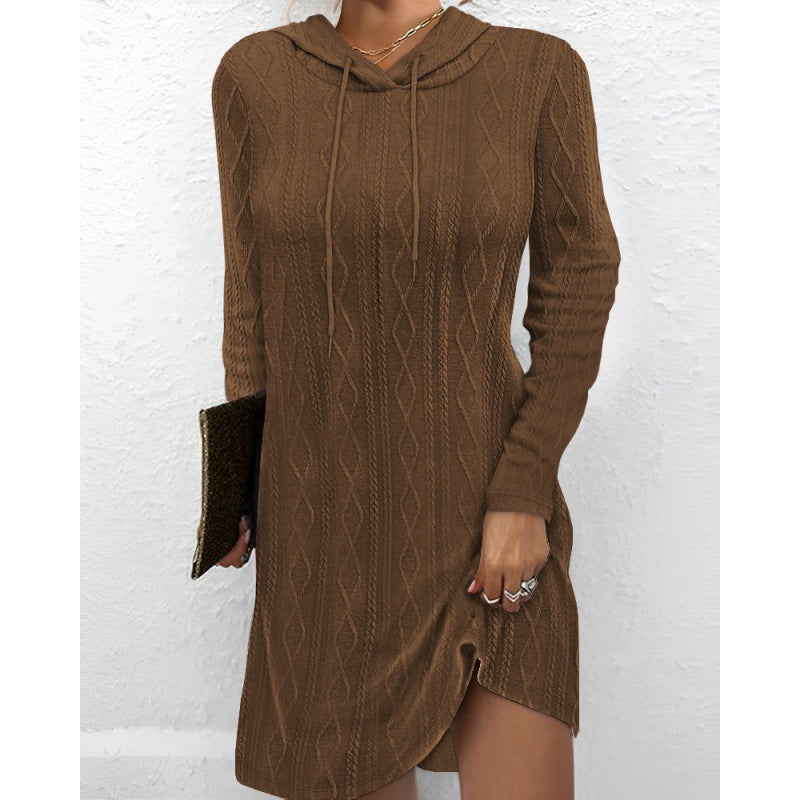Robe en tricot pour femmes avec capuche et motif texturé Levoire