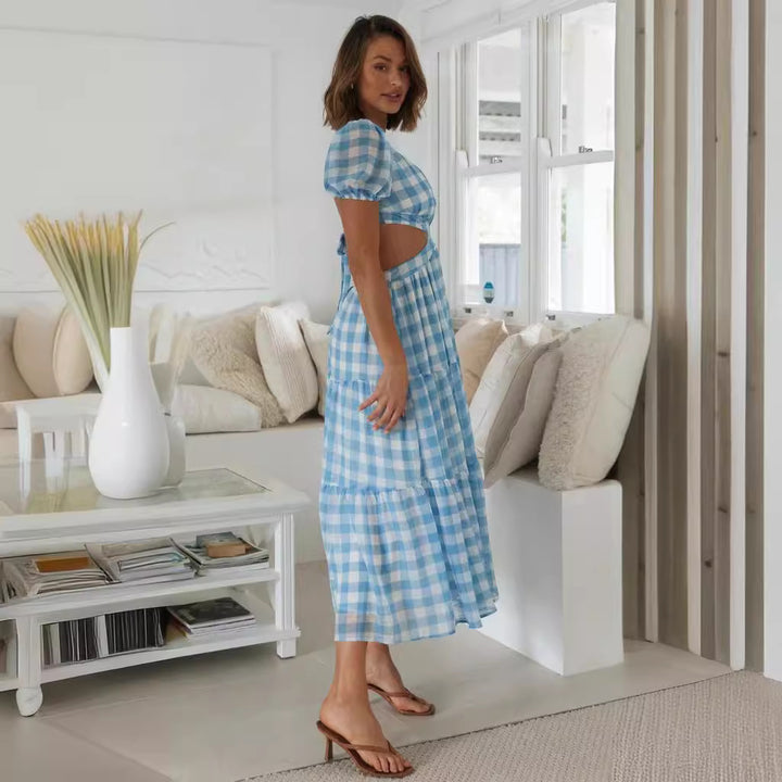 Robe maxi femme avec découpes et manches bouffantes volumineuses Levoire