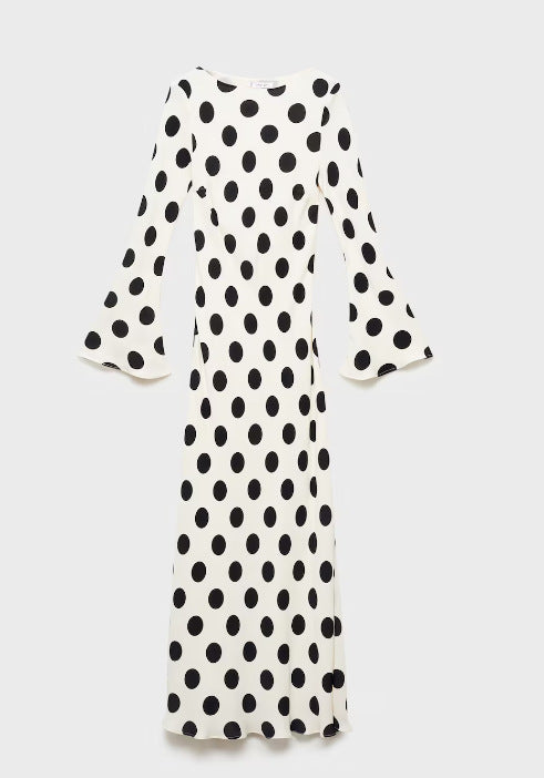 Robe maxi femme avec un motif à pois à la mode et des manches évasées Levoire
