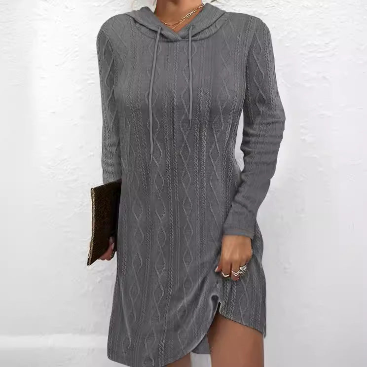 Robe hoodie femme avec motif en tricot texturé et fente latérale Levoire