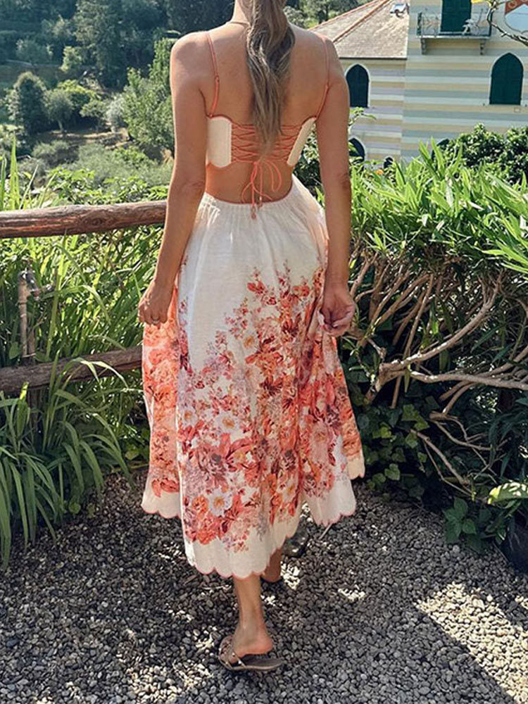 Levoire | Élégante Robe À Fleurs Avec Col Halter