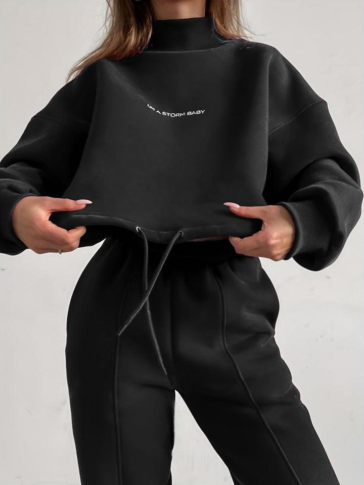 Levoire | Sweat à motifs pour femmes tendance deux pièces noir