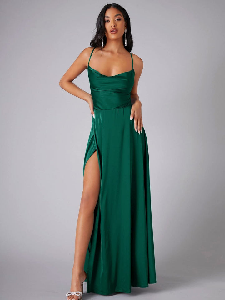 Levoire | Robe Longue Taille Haute Sans Bretelles Élégante Vert