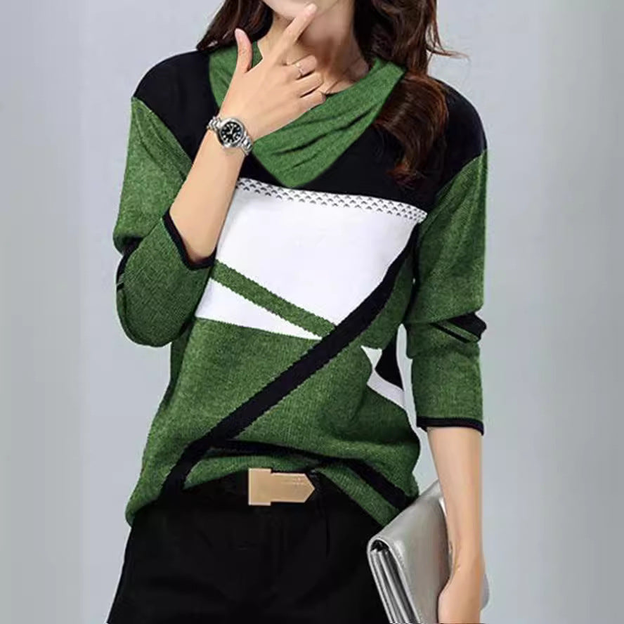 Levoire | T-shirt longue à manches longues plissée imprimée à col en V tendance
