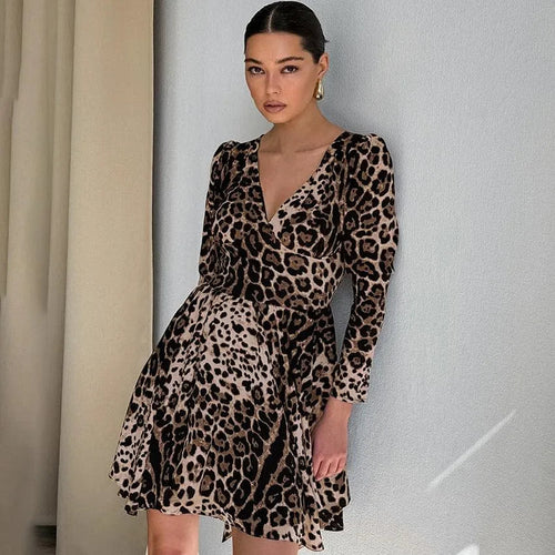 Levoire | Robe Slim Fit V décolleté léopard