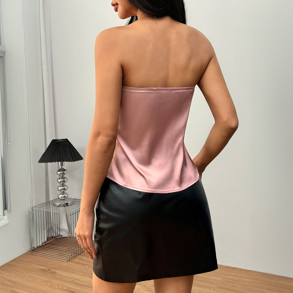 Top en chiffon sans bretelles pour femmes avec coupe fluide Levoire