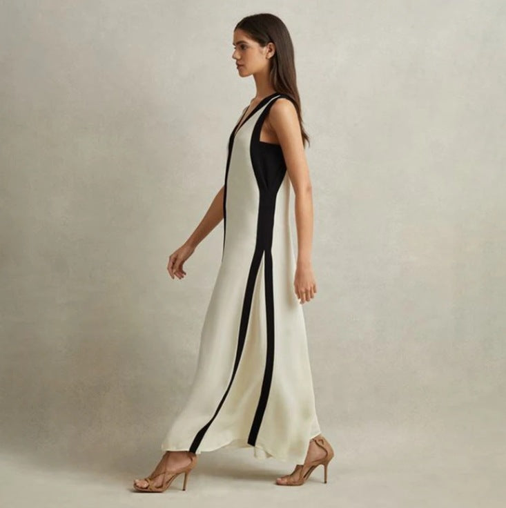 Levoire | Robe Longue Bicolore À Décolleté En V