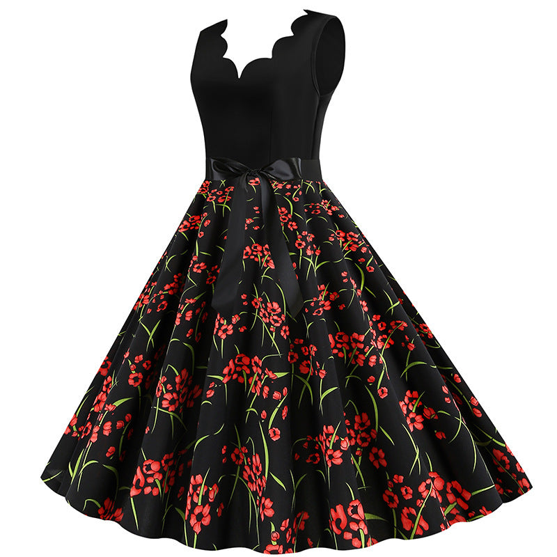 Robe évasée pour femmes avec motif floral et élégant peplum Levoire