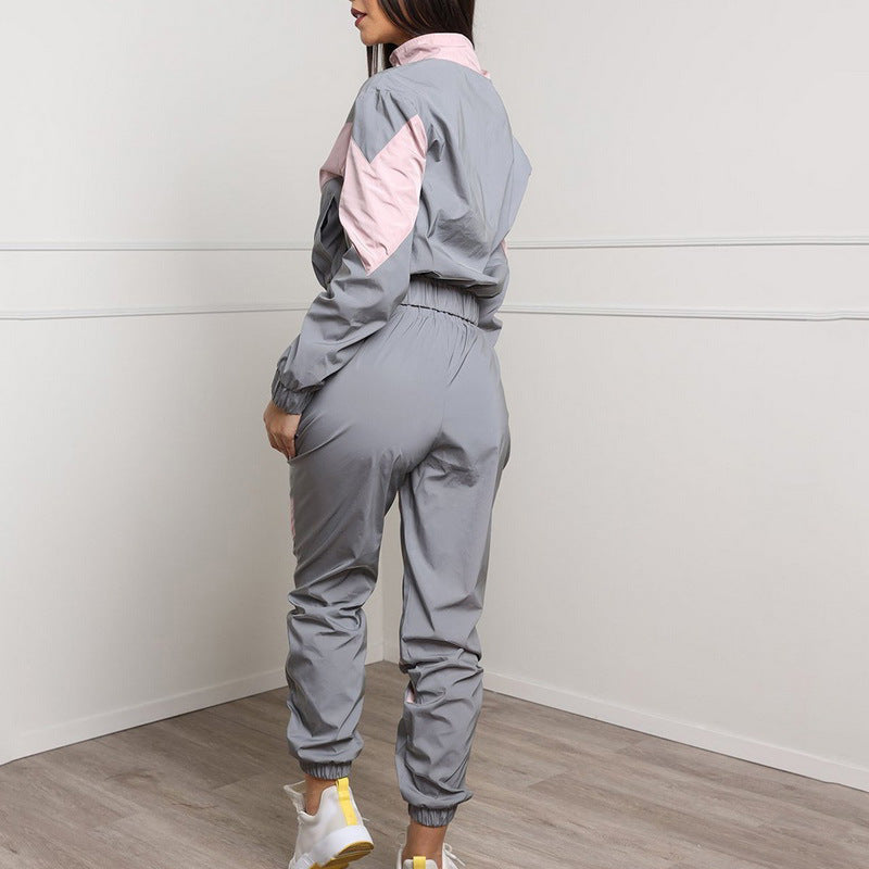 Ensemble de survêtement pour femmes avec un design à blocs de couleur tendance et une taille élastique Levoire