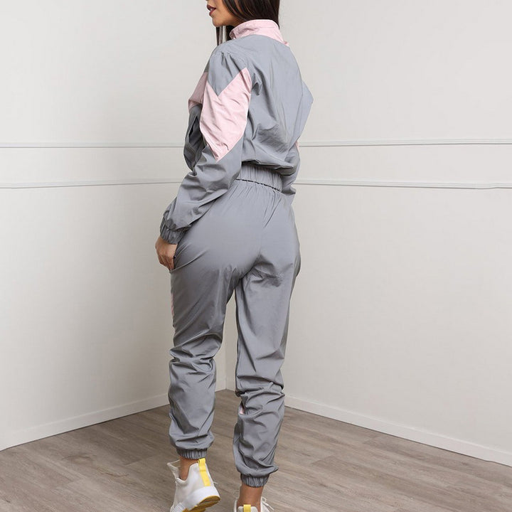 Ensemble de survêtement pour femmes avec un design à blocs de couleur tendance et une taille élastique Levoire