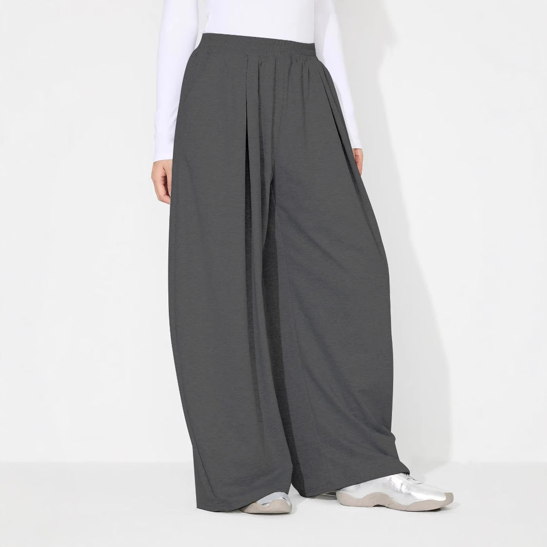 Pantalons Palazzo larges pour femmes avec taille élastique et plis Levoire