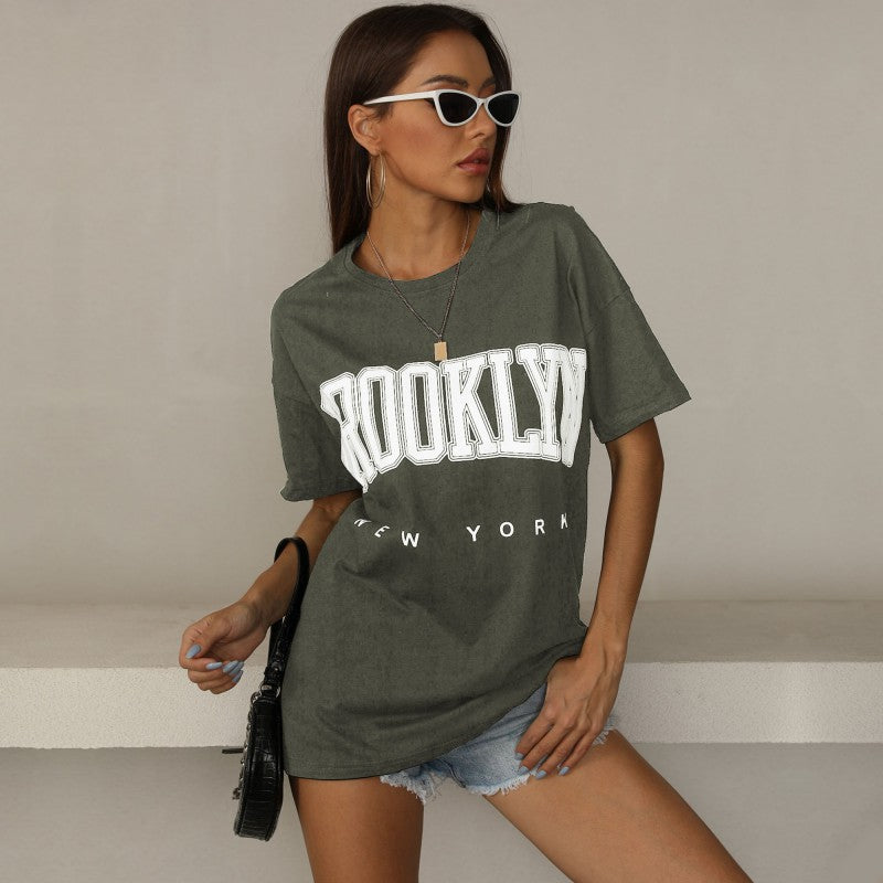 T-shirt surdimensionné pour femmes avec impression tendance Brooklyn Levoire