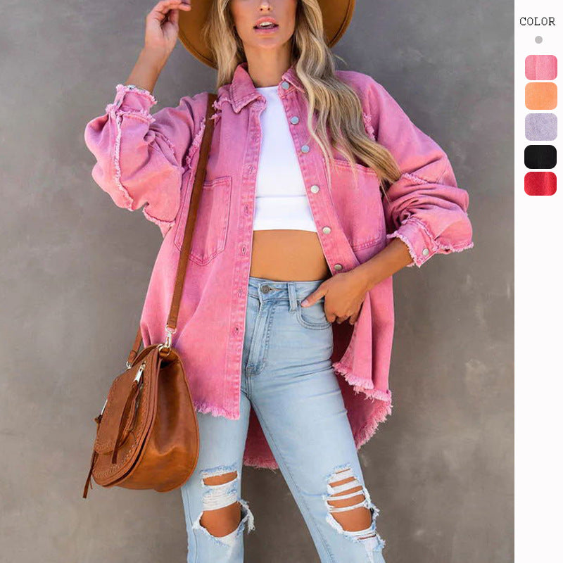 Chemise en denim surdimensionnée pour femmes avec des franges Levoire