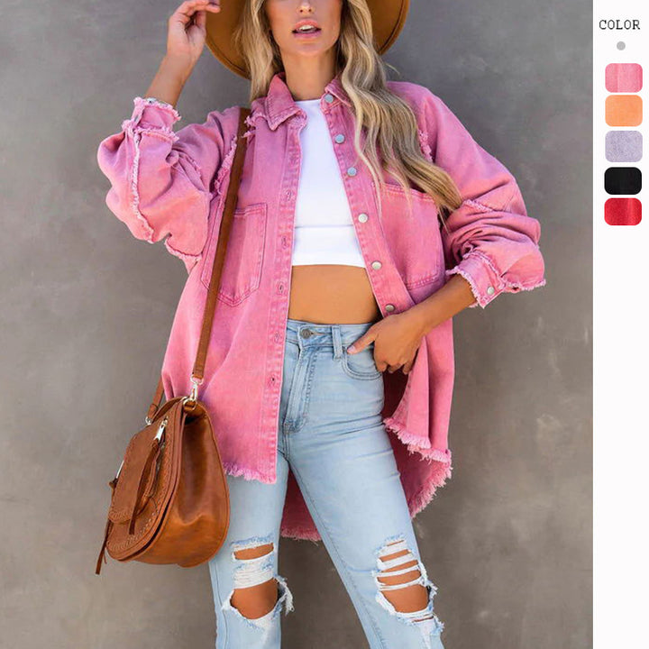 Chemise en denim surdimensionnée pour femmes avec des franges Levoire