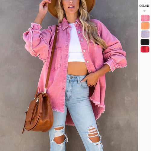 Chemise en denim surdimensionnée pour femmes avec des franges Levoire