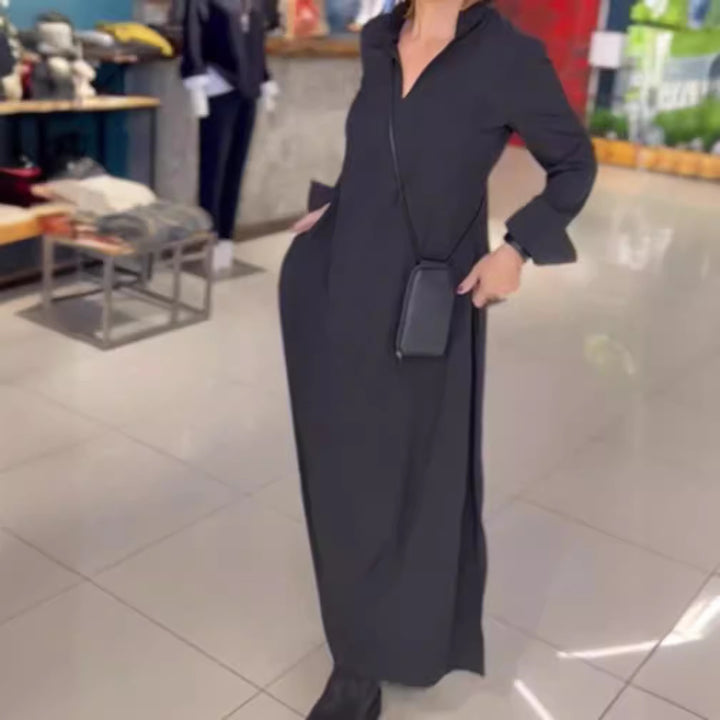 Robe maxi femme avec un col élégant et un design de poche pratique Levoire