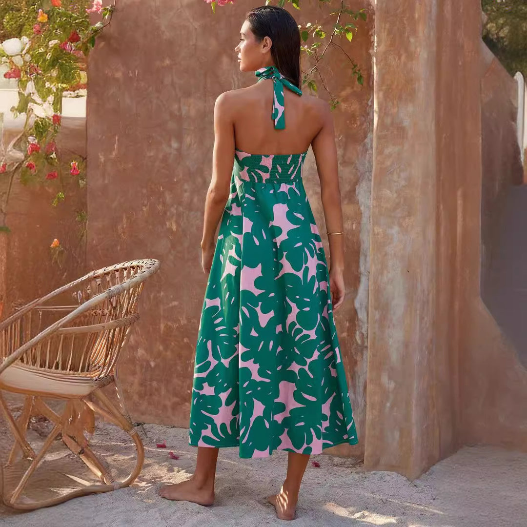 Robe maxi femme avec encolure extensible sans bretelles et imprimé floral Levoire