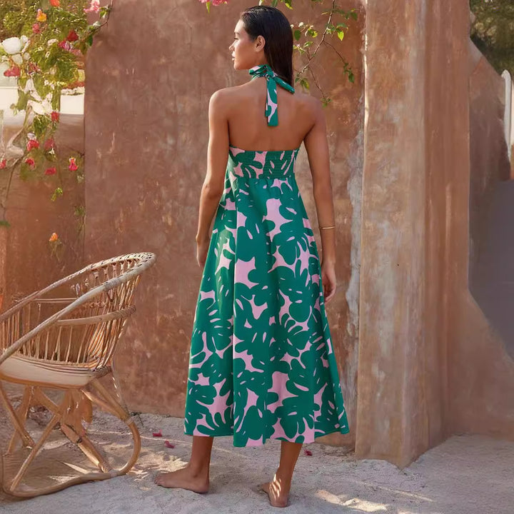 Robe maxi femme avec encolure extensible sans bretelles et imprimé floral Levoire