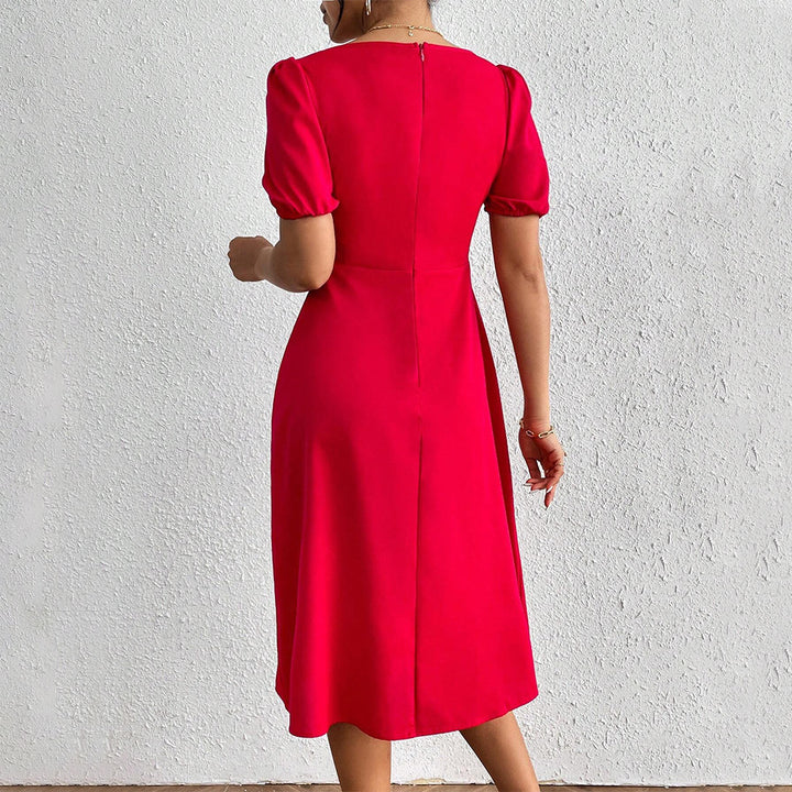 Robe midi pour femmes avec manches bouffantes et fente latérale élégante Levoire