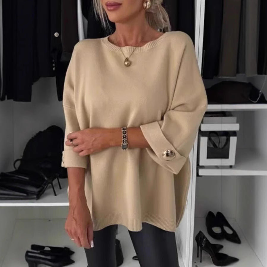 Pull en tricot décontracté pour femmes avec des détails de boutons à la mode Levoire