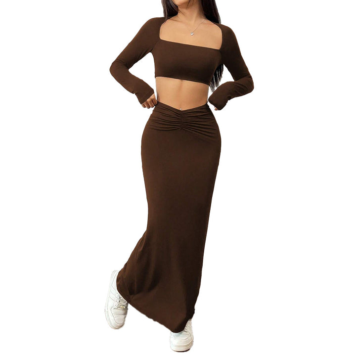 Ensemble de tee-shirt court et de jupe maxi à volants pour femmes Levoire