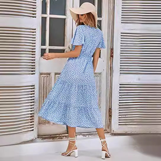 Robe maxi femme avec silhouette A-line décontractée et détails volantés Levoire