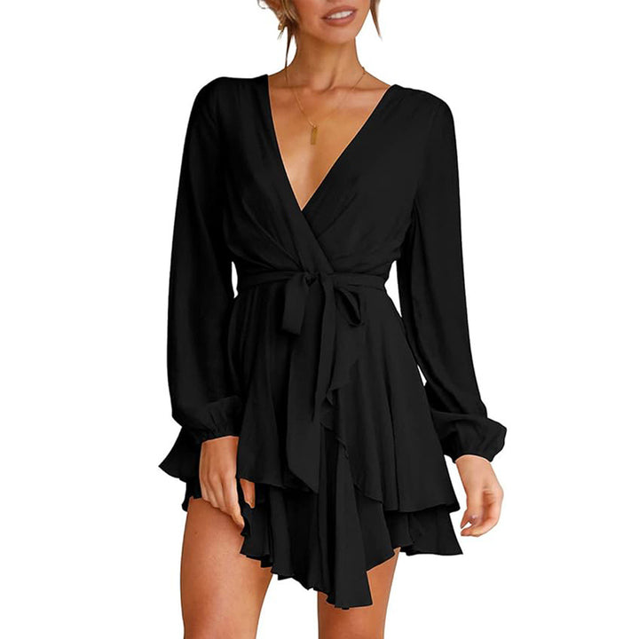 Robe portefeuille femme avec des manches longues et des volants espiègles Levoire