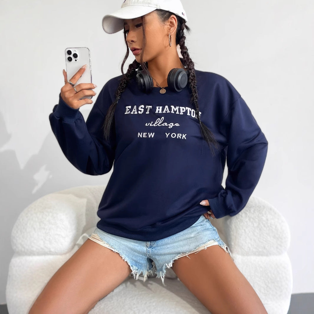 Pull décontracté pour femmes avec lettrage créatif et coupe confortable Levoire