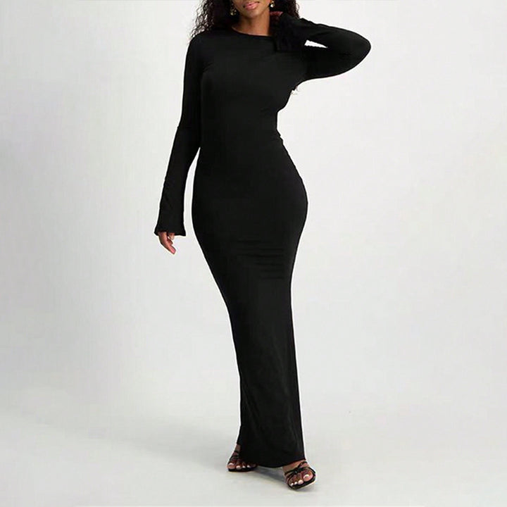 Robe maxi élégante pour femmes à manches longues avec silhouette bodycon et encolure à trou clé Levoire