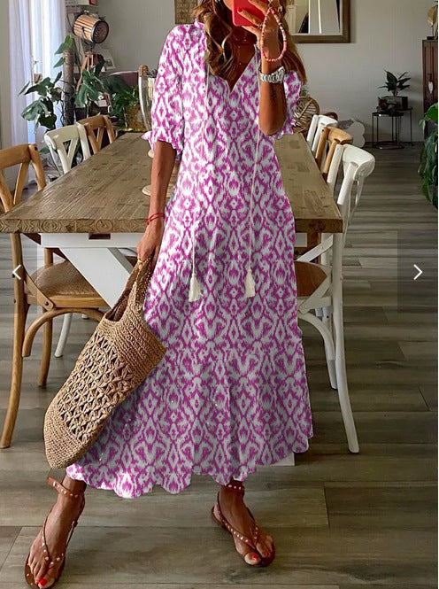 Levoire | Robe Maxi Inspirée Par Le Boho Rosa