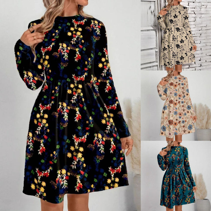 Levoire | Robe à manches longues à bordure florale élégante
