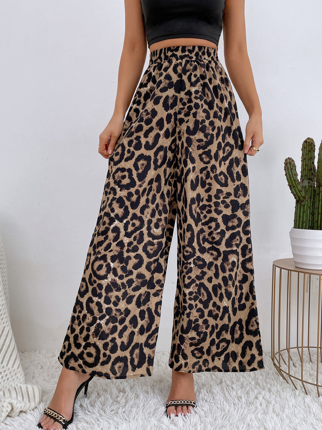 Pantalons harem léopard larges pour femmes avec taille élastique Levoire