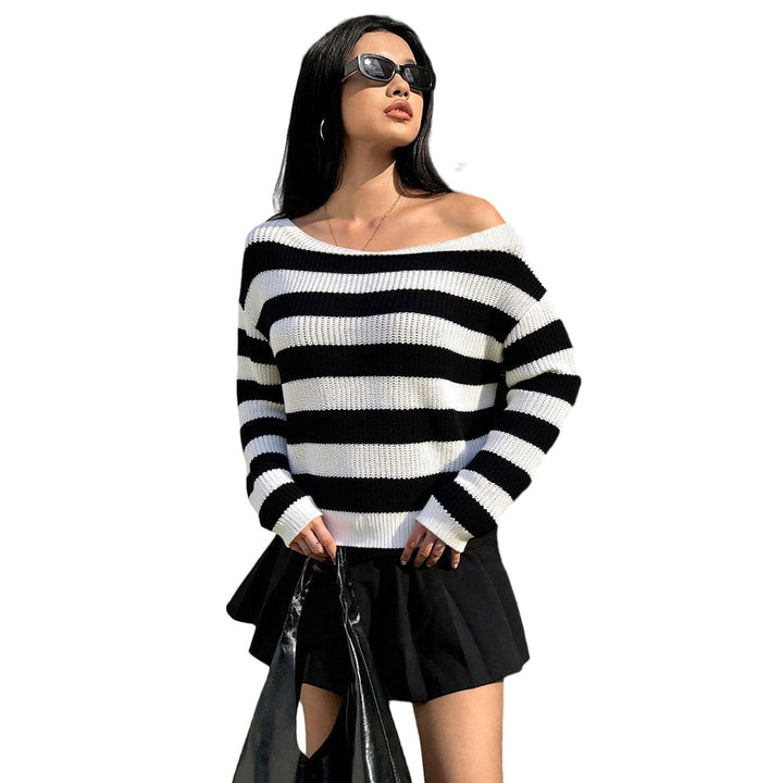 Pull décontracté surdimensionné pour femmes avec motif à rayures Levoire