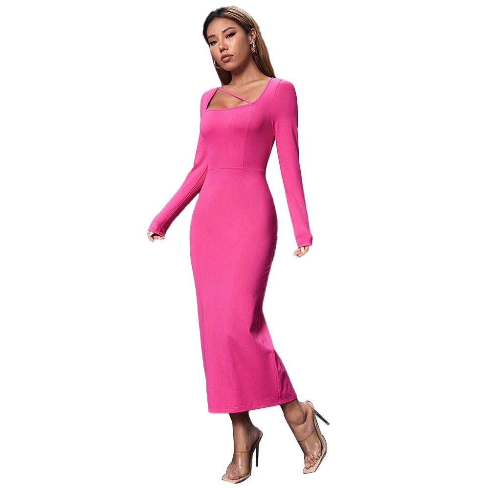 Robe midi femme avec décolleté asymétrique et coupe flatteuse Levoire