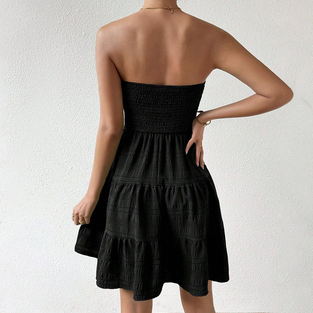 Robe portefeuille pour femmes avec un joli volant et design hors épaule Levoire