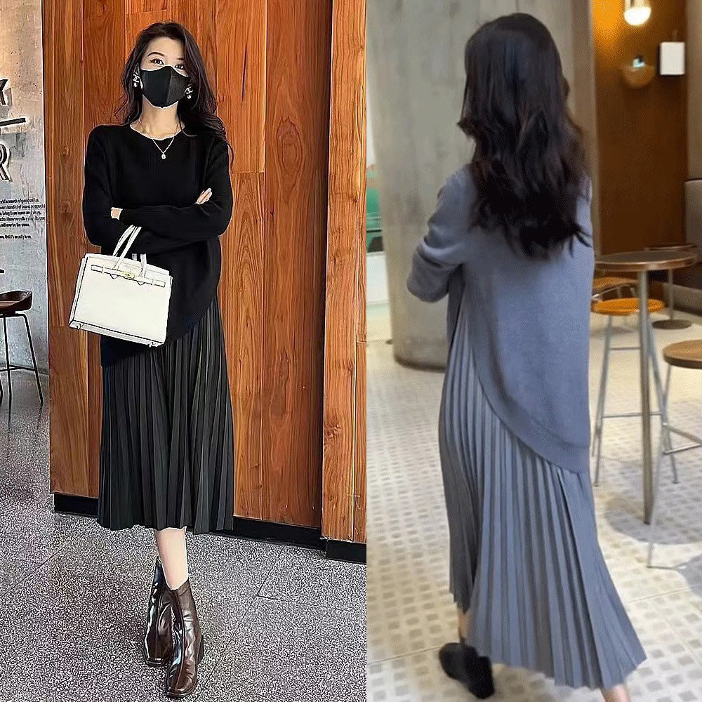 Levoire | Robe Tricot à Découpe sur le Côté Col Rond Tricot