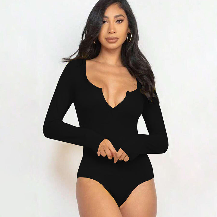 Body femme avec décolleté en V profond et manches longues Levoire