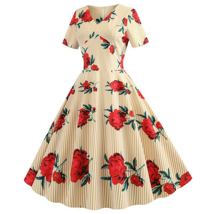 Robe swing femme avec imprimé floral et élégant décolleté en V Levoire