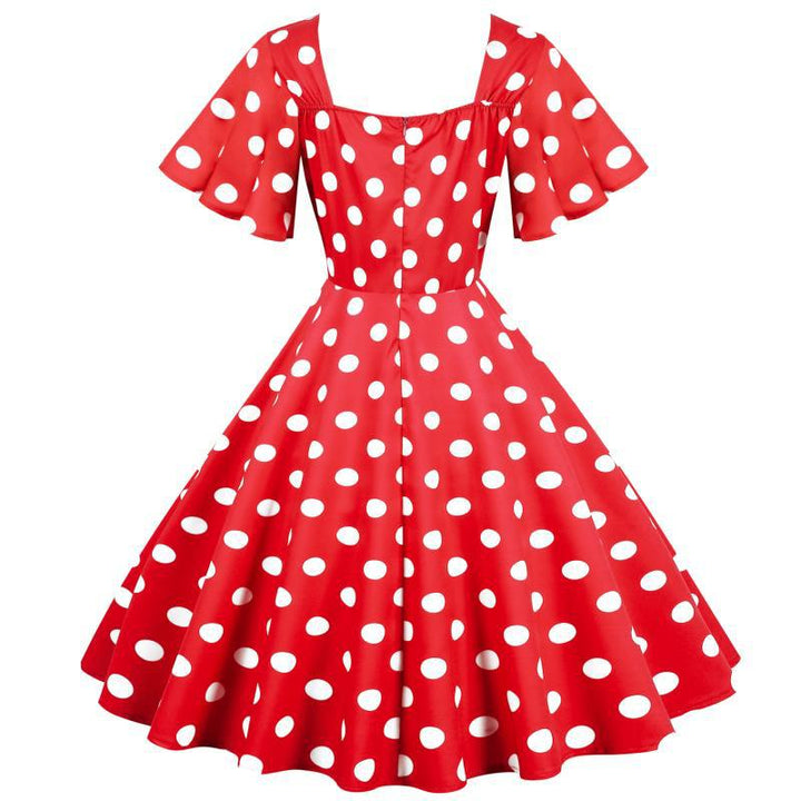 Robe Rockabilly pour femmes avec un motif amusant à pois et un ourlet flottant Levoire