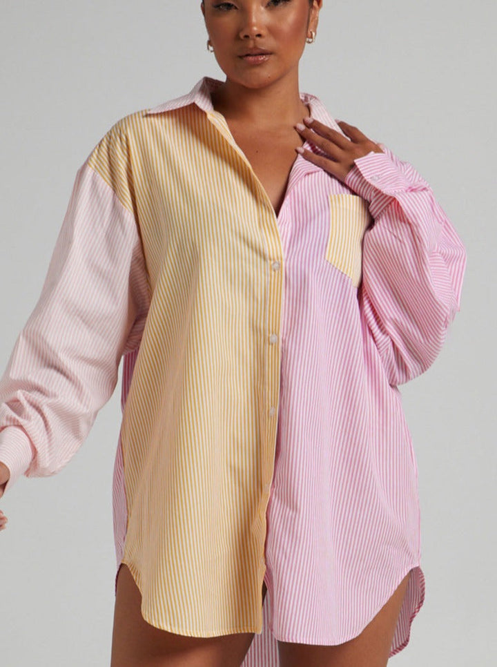 Levoire | Chemise Pastel À Manches Longues Robe Courte Décontractée