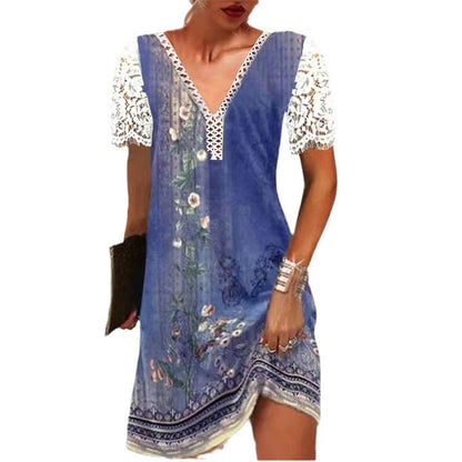 Levoire | Élégant Imprimé Robe À Manches Longues Col V