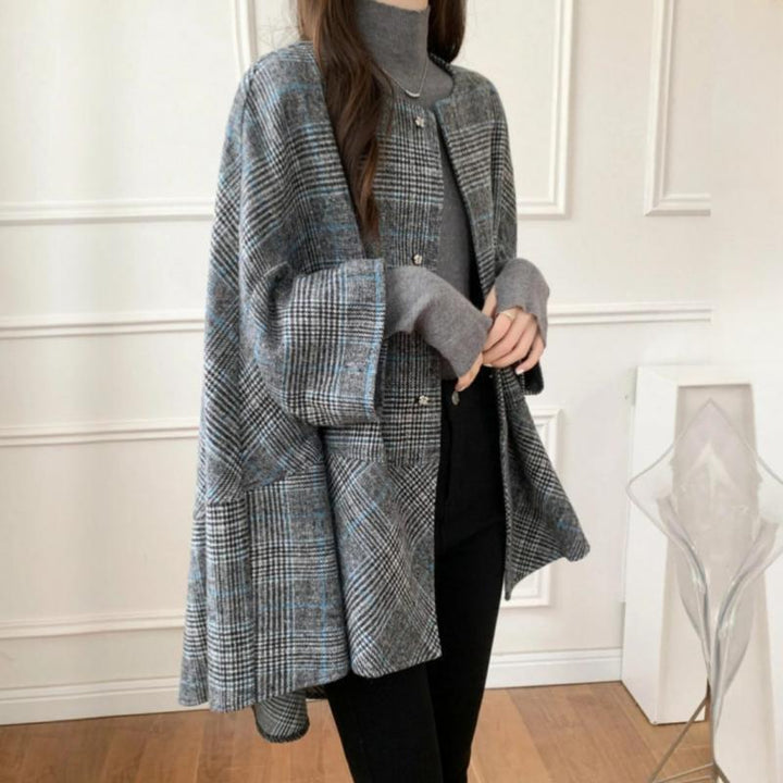 Cardigan Oversize Femme en Motif Ecossais Moderne Levoire