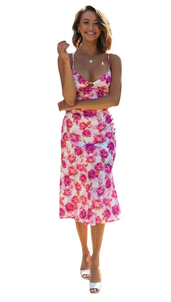 Robe maxi femme avec bretelles délicates et imprimé floral Levoire
