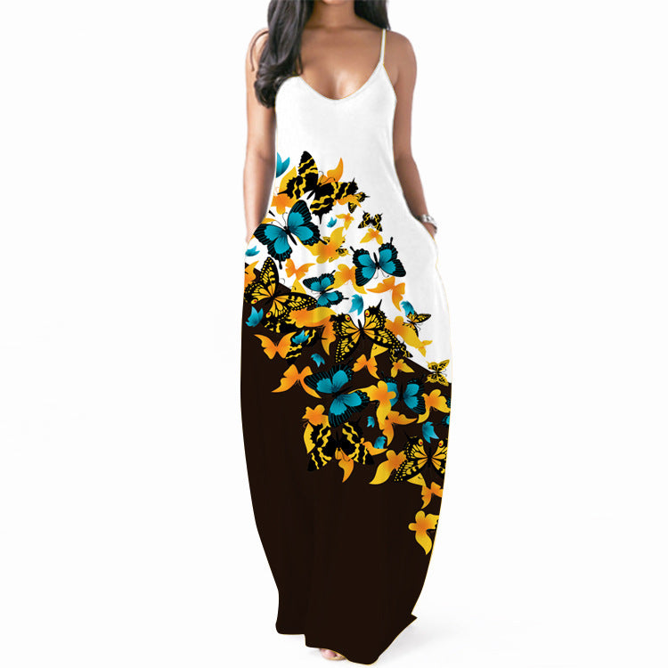 Robe maxi femme avec accents floraux et poches latérales sophistiquées Levoire