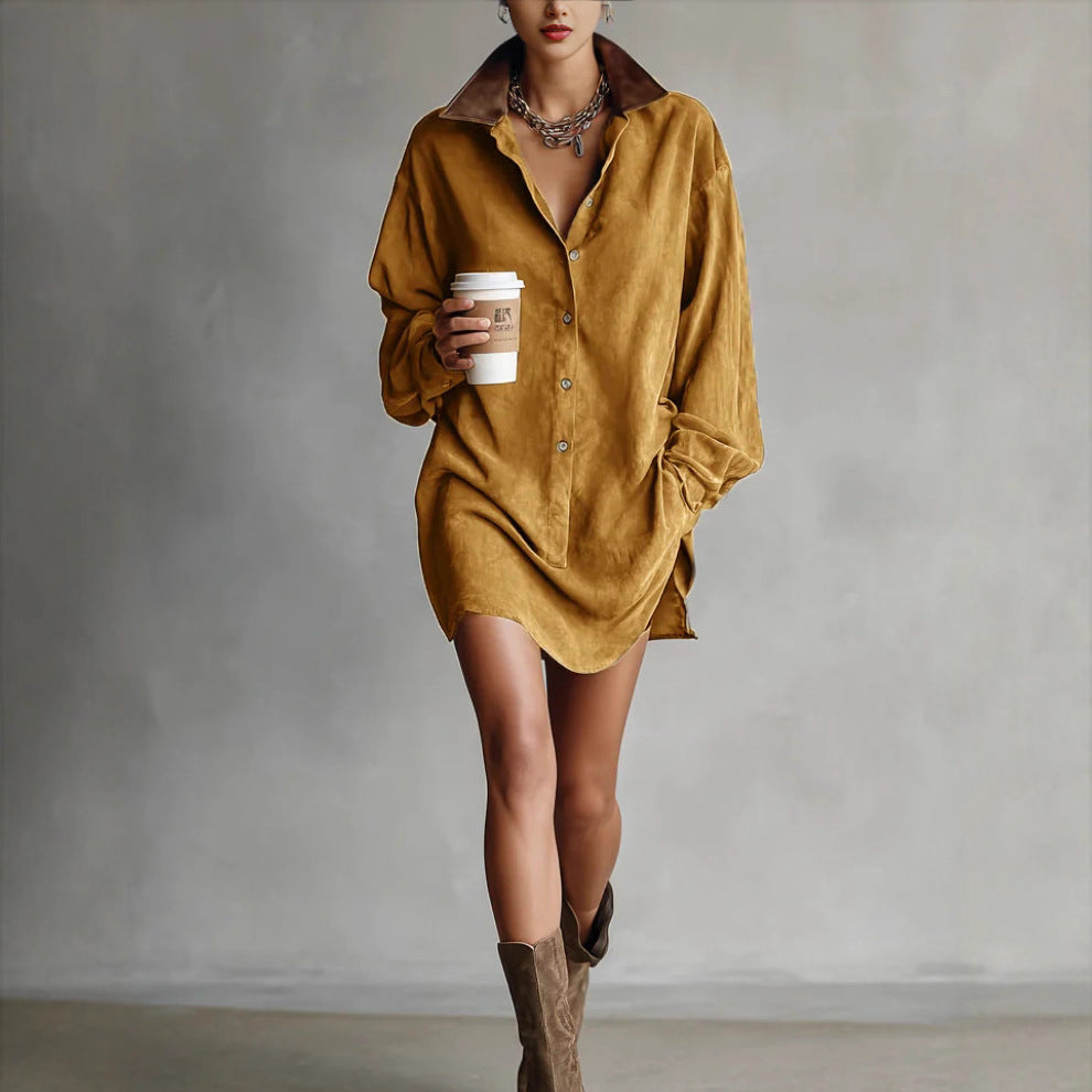 Robe chemise femme avec un col inhabituel et une coupe contemporaine Levoire