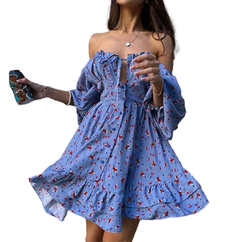 Robe femme décolletée avec motifs floraux et détails froncés Levoire