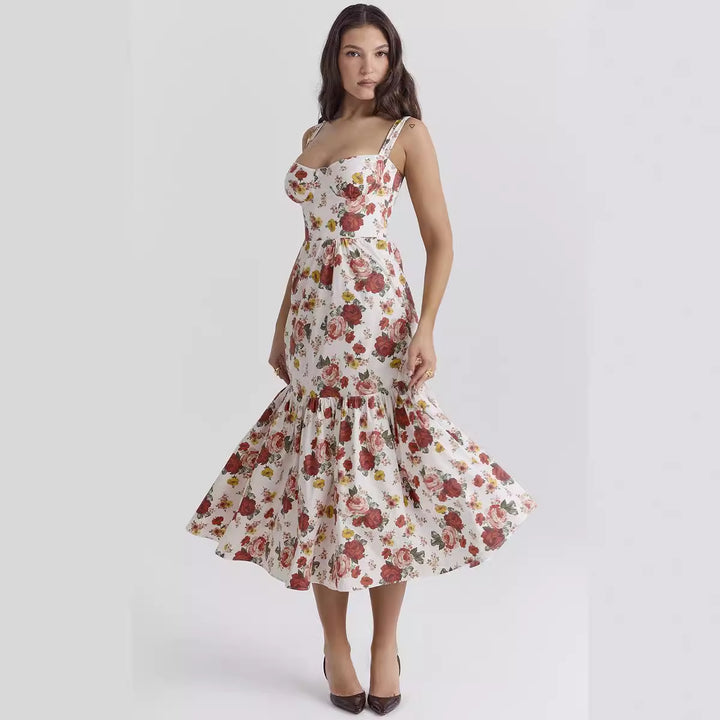 Robe Maxi Femme avec Design Floral et Poches Latérales Levoire