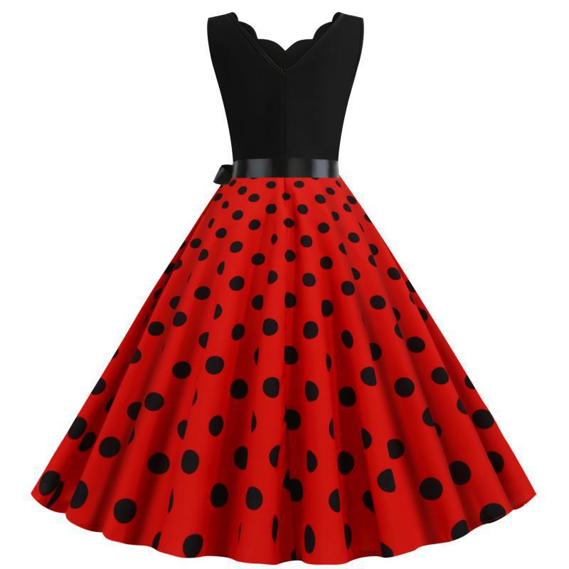 Robe swing femme avec un design moderne à pois et un élégant col en V Levoire