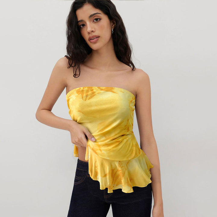 Haut bandeau pour femmes avec des volants fluides et des détails froncés Levoire