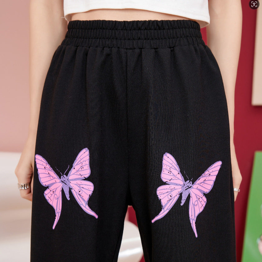 Pantalons de jogging pour femmes avec motif de papillon coloré Levoire